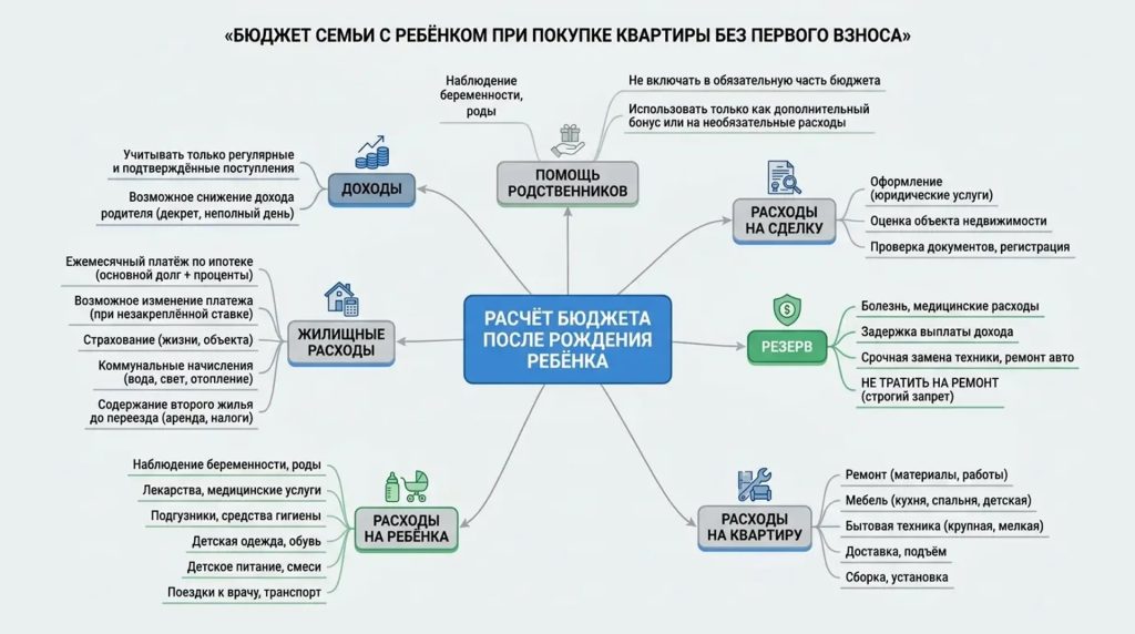 бюджет семьи с ребенком при покупке квартиры без первого взноса